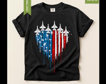 Comfort Colors® 4th of July Fighter Jets T-Shirt, Freedom 250th Anniversary Tee, Red White Blue America Top