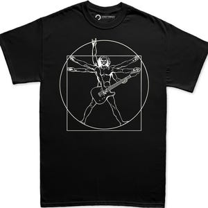 Mens Vitruvian Guitarist Guitar Funny Spoof Da Vinci T shirt Tee Top T-shirt