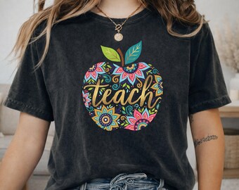 Teacher Shirt | Boho Mandala Apple Hoodie | Cute Teacher Appreciation Gift