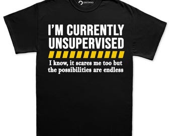 Lustiges sarkastisches Shirt, Ich bin derzeit unbeaufsichtigt, Scherz-T-Shirt für Väter