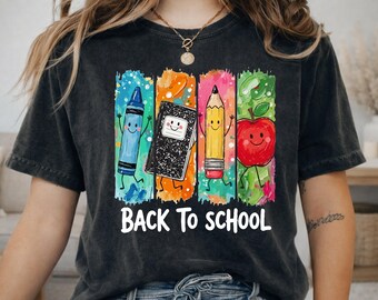 Comfort Colors® Back To School Shirt | Cute Kawaii Crayon Pencil Tee | Teacher Kids Gift