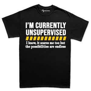 Funny T Shirt, Funny Shirts for Men, Funny Saying Mens Shirt, Sarcastic Dad Shirt, Fathers Day T Shirt, Currently Unsupervised Mens T-shirt