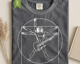 Camiseta Comfort Colors® Vitruvian Guitarist, Camiseta estilo guitarrista Da Vinci