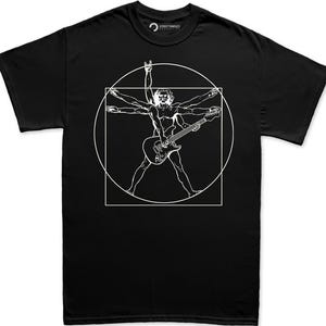 Mens Vitruvian Guitarist Guitar Funny Spoof Da Vinci T shirt Tee Top T-shirt