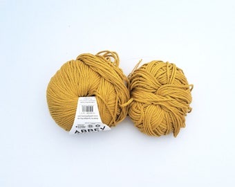 Mustard Yellow 100% Cotton Yarn - 150g - 2 Balls - 10 Ply - Made in Italy - Italian Knitting Cotton, Crochet, Macrame, Doll Making, Crafting