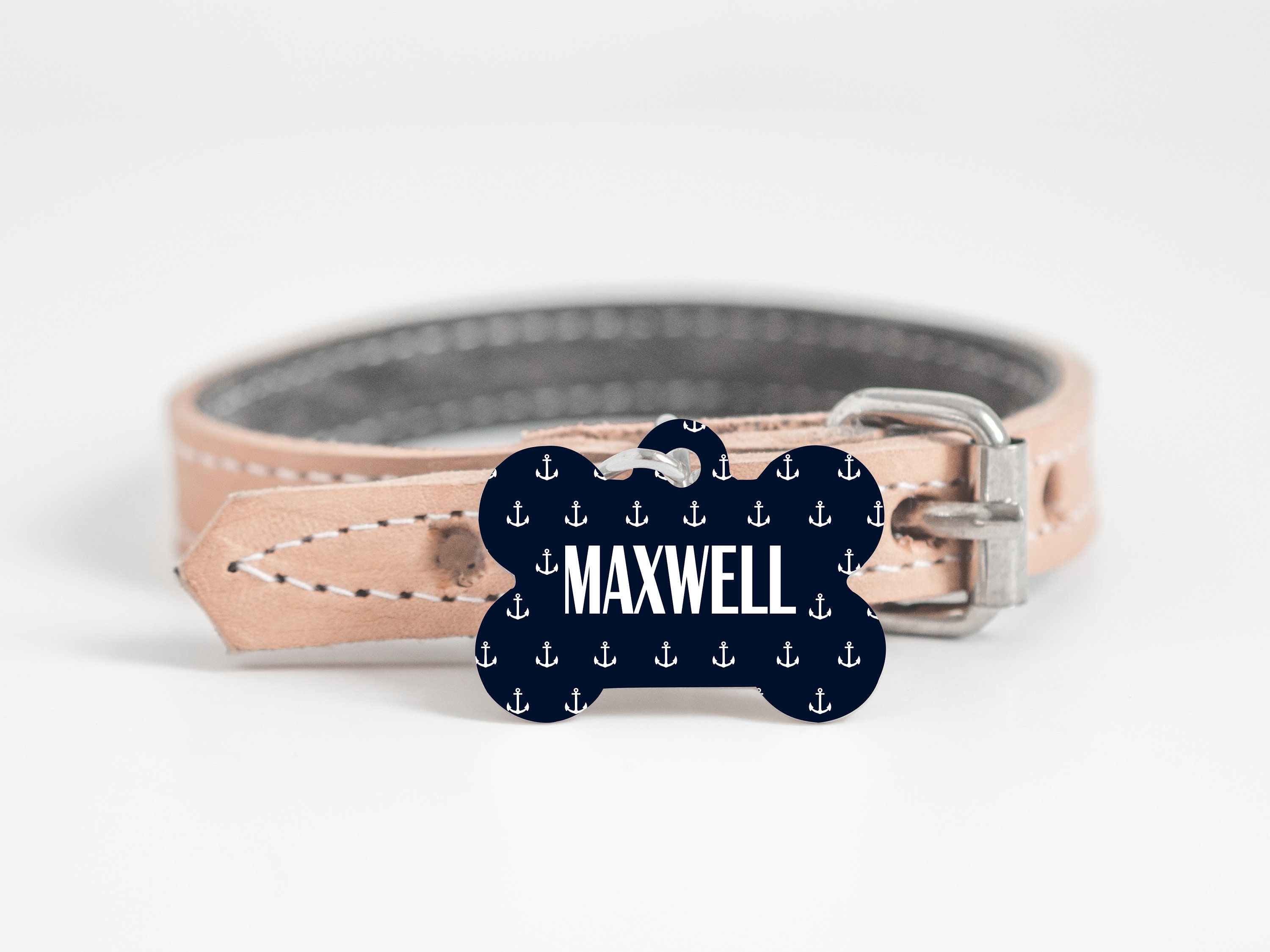 Nautical Dog Bone Tag, Anchor Pet Id Tag, Anchor Bone Tag, Nautical S…