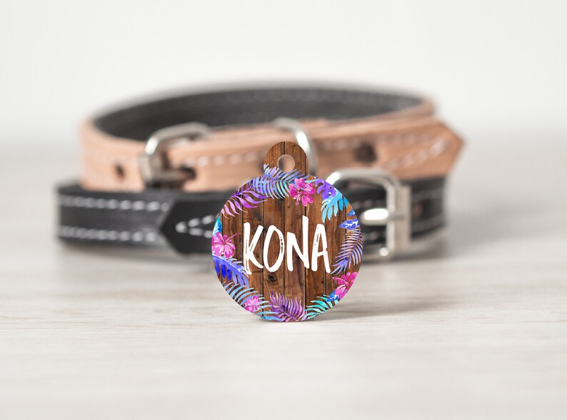 Tag Id Animali Tropicali Hawaiian Dog Tag Per Tag Id Di Cani Etsy
