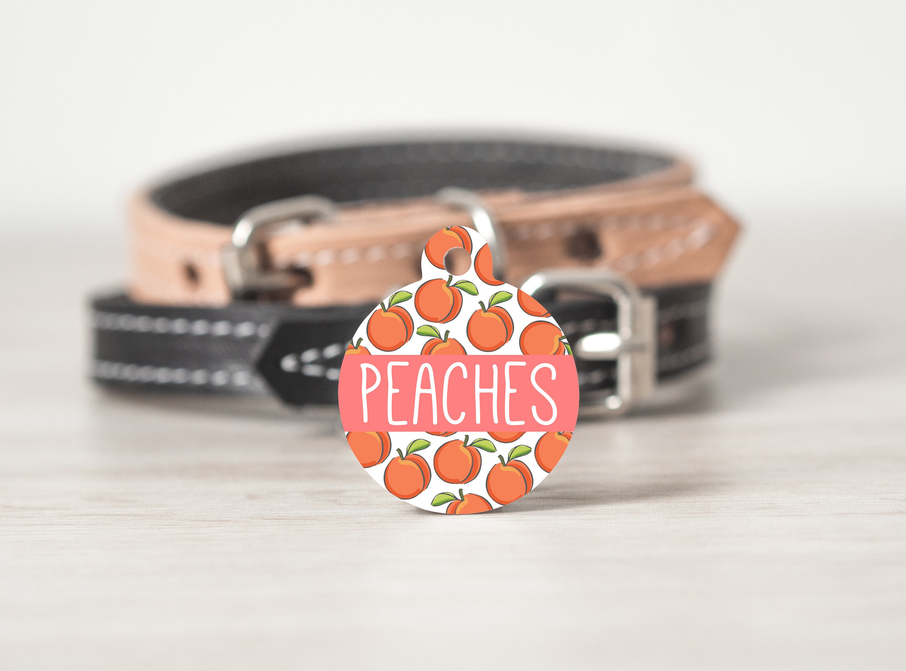 peach dog tag