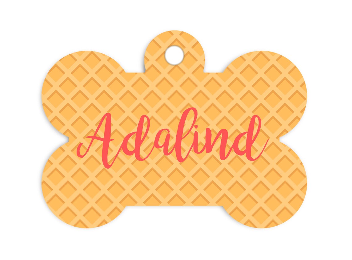 Waffle Dog Bone Tag for Dogs Summer Pet Id Tag Waffle Cone Etsy