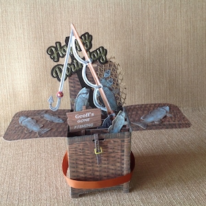 Kaart vismand - Visfanaat - 3D-kaart heren Gone Fishing - gepersonaliseerde kaart - verjaardag - Vaderdag / pensioenkaart