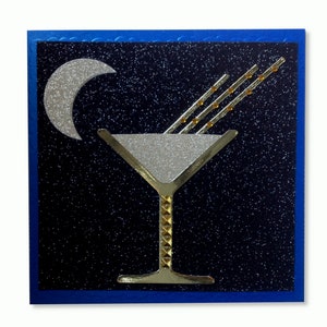 Carte de luxe Art déco Martini avec bijoux - Peut être personnalisée