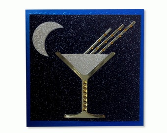 Jewelled Martini Art Deco Luxury Card- Can be personalised