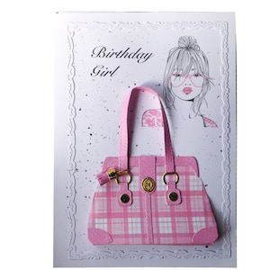 Carte d'anniversaire design 3D avec sac à main - Option fille noire américaine