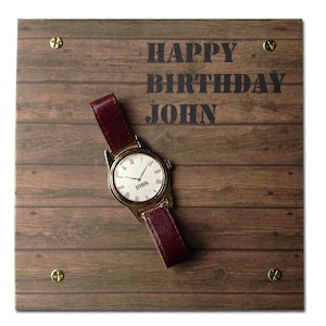 Tarjeta de reloj 3D personalizada realista - Día del padre - Cumpleaños - Reloj levantado - hecho a mano
