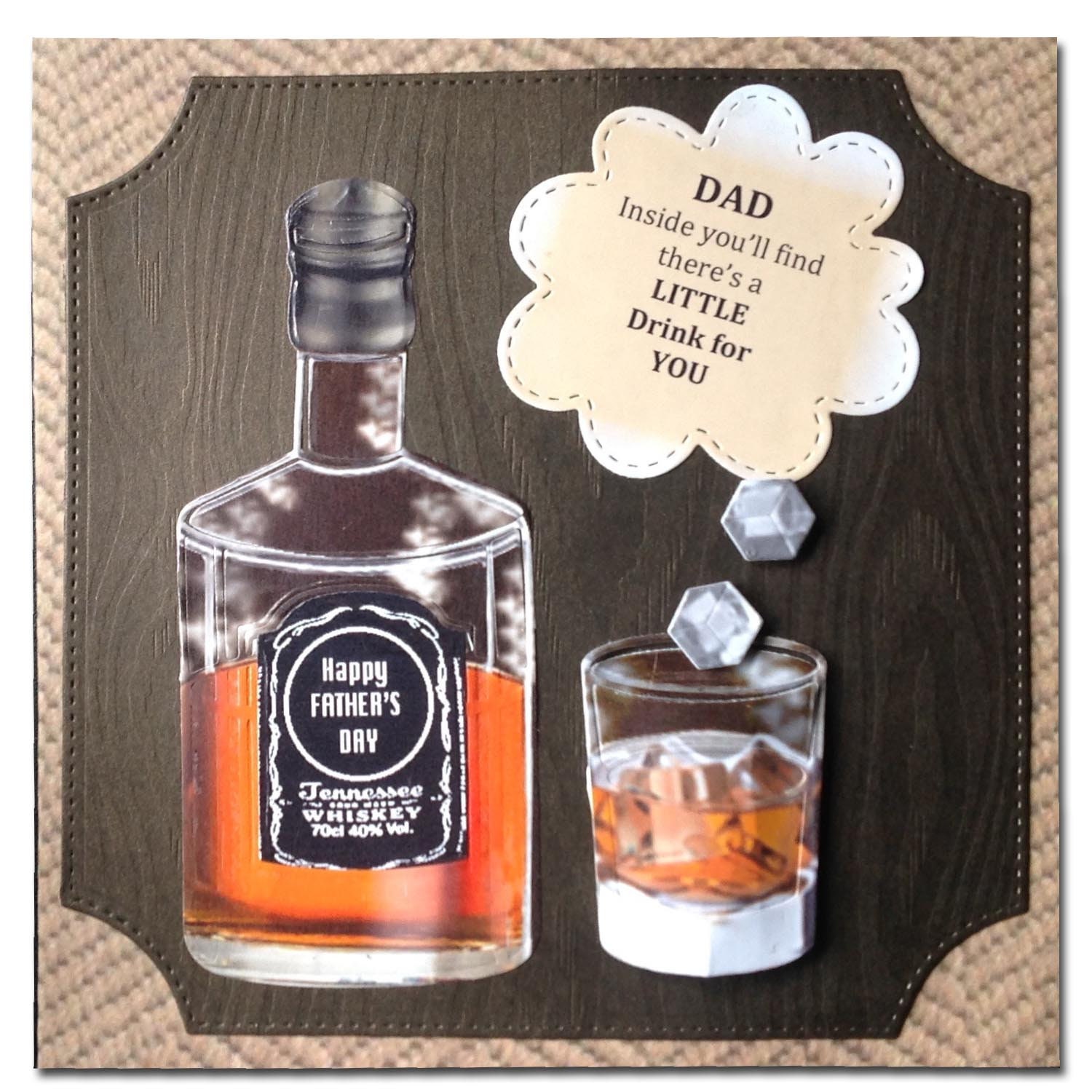 Funny Whiskey Father's Day Card With Resin Bottle Charm