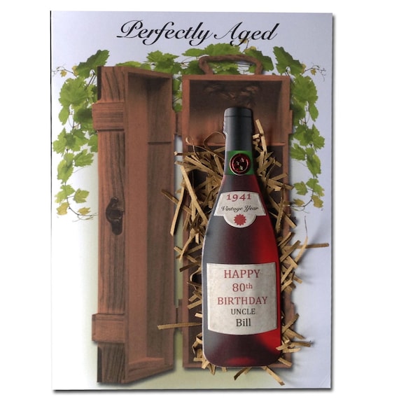 Biglietto d'auguri personalizzato con bottiglia di vino: biglietto di auguri 3D - Italia