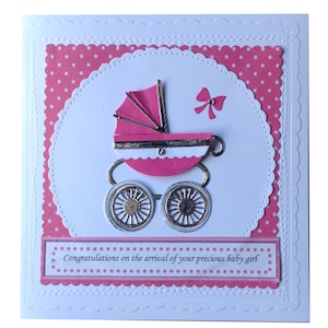 Nouveau bébé personnalisé - Poussette découpée à la main - Nouveaux parents - Nouveaux grands-parents - carte souvenir