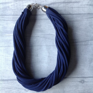 Dark Navy t-shirt fabric necklace - Alternative casual necklace- other colours available