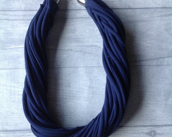 Navy t-shirt fabric necklace - Alternative casual necklace