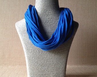 Royal blue t-shirt fabric necklace - Alternative casual necklace - Blue t-shirt fabric