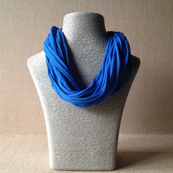 Royal blue t-shirt fabric necklace - Alternative casual necklace - Blue t-shirt fabric