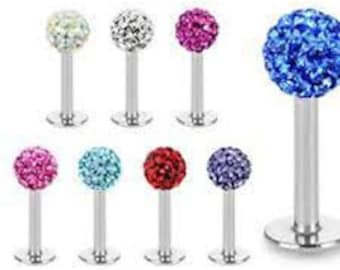 Labret Bars Ferido Crystal Shamballa Monroe Lip Stud Tragus Piercing Jewellery