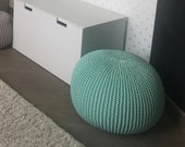 READY TO SHIP large mint kids crochet pouf knit pouf kids baby floor pillow pouf knitted pouf round ottoman
