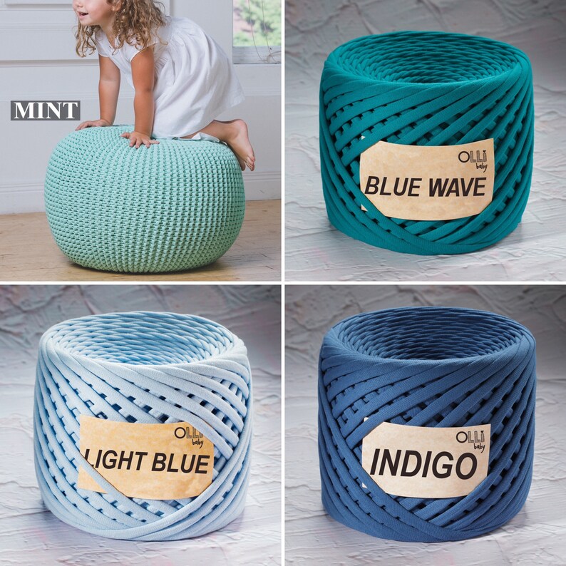 READY TO SHIP large mint kids crochet pouf knit pouf kids baby floor pillow pouf knitted pouf round ottoman