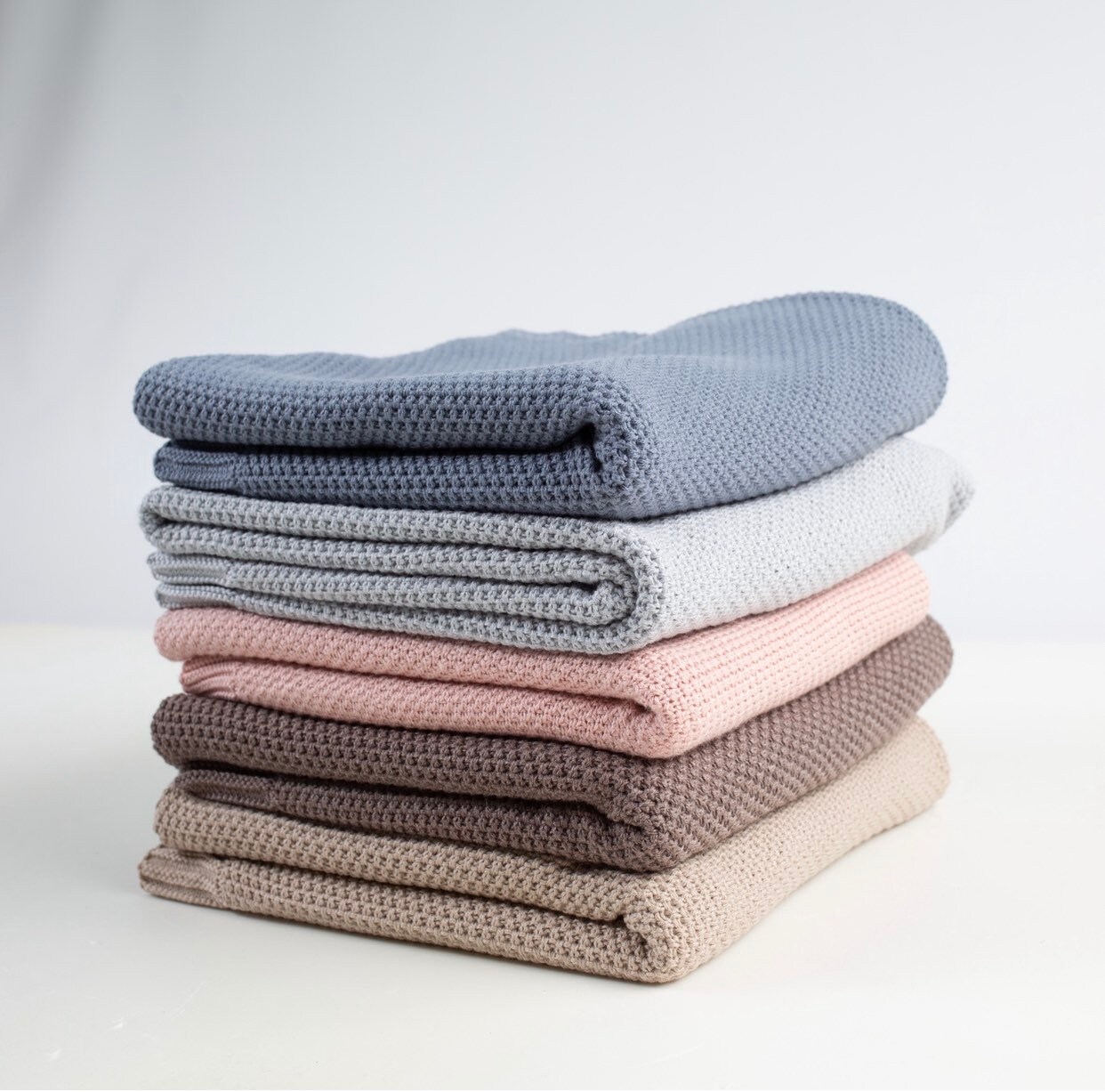 Blush Cotton Knit Baby Blanket With Tassels Neutral Baby Blanket Etsy