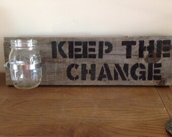 Laundry room barnboard sign mason jar, rustic country farmhouse style kitchen or mudroom