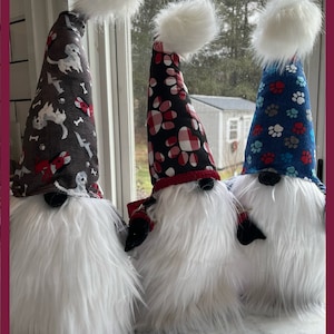Adorable dog and pawprint gnomes