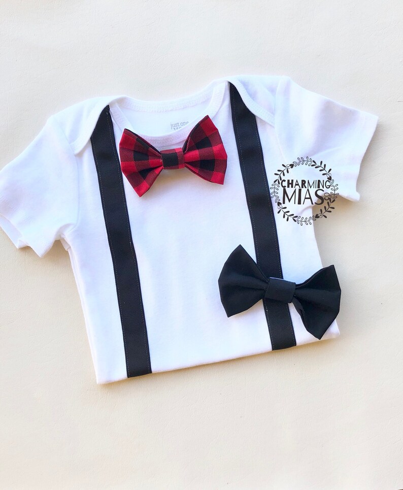 interchangeable bow tie Infant tuxedo style onesie bachelor