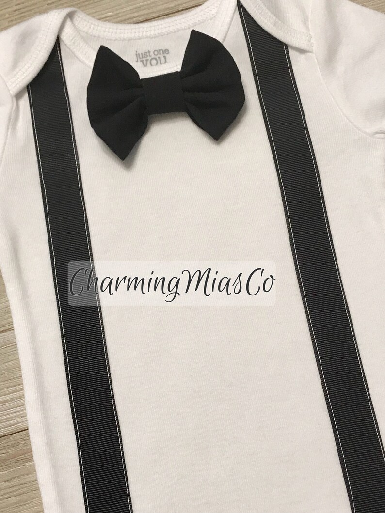 interchangeable bow tie Infant tuxedo style onesie bachelor