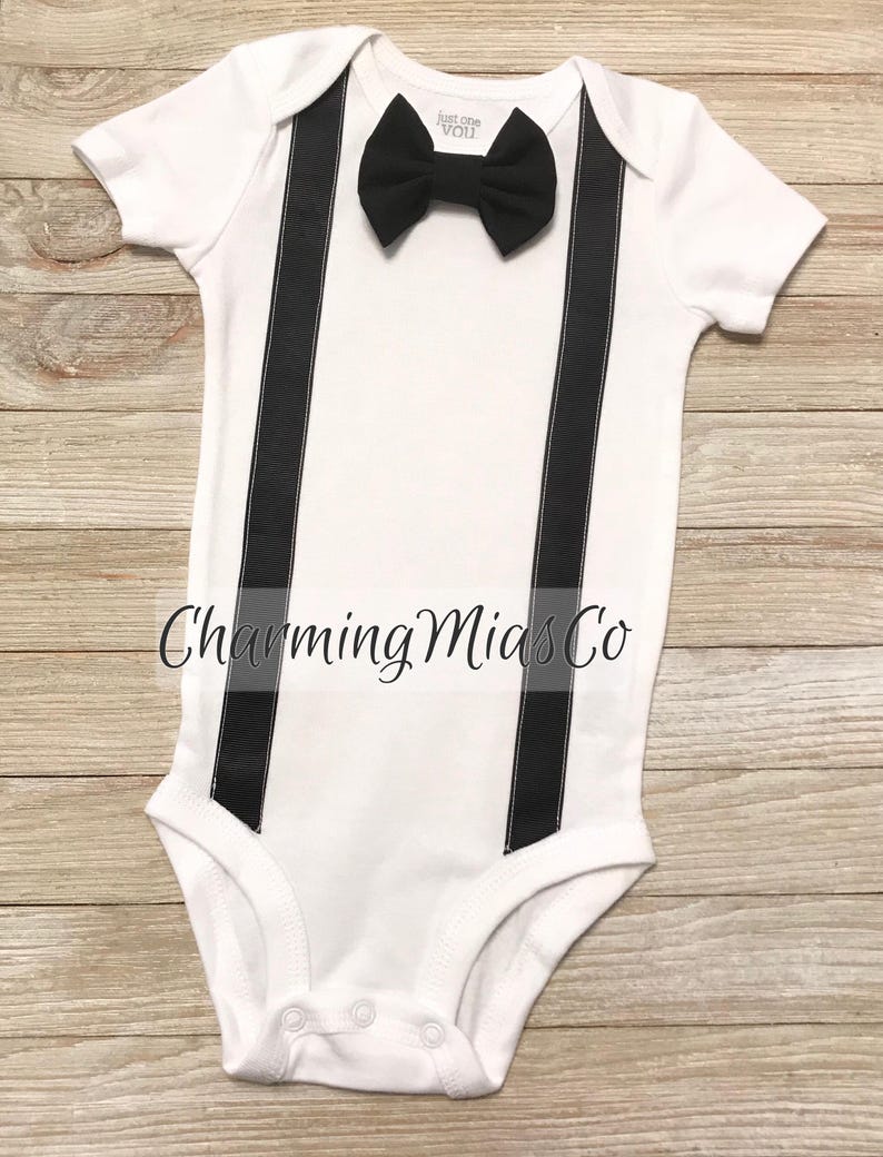 interchangeable bow tie Infant tuxedo style onesie bachelor
