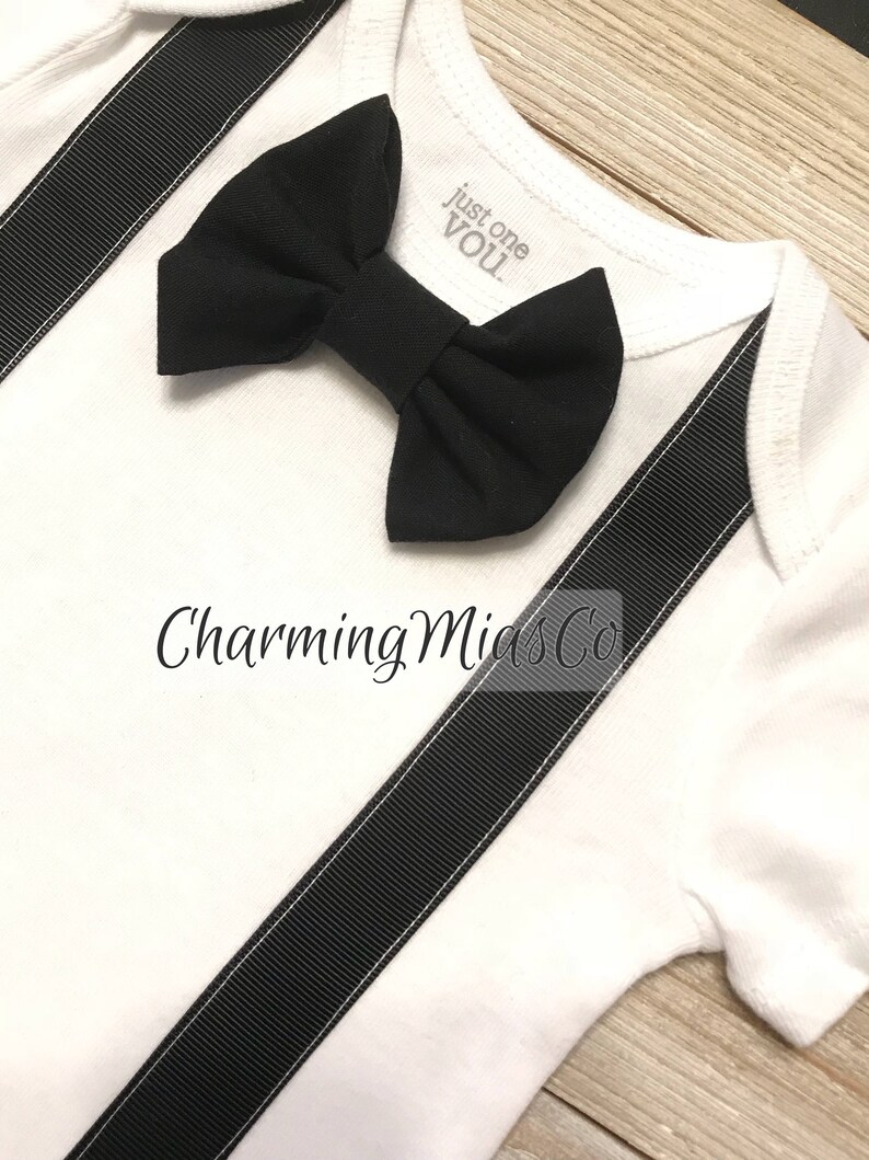 interchangeable bow tie Infant tuxedo style onesie bachelor