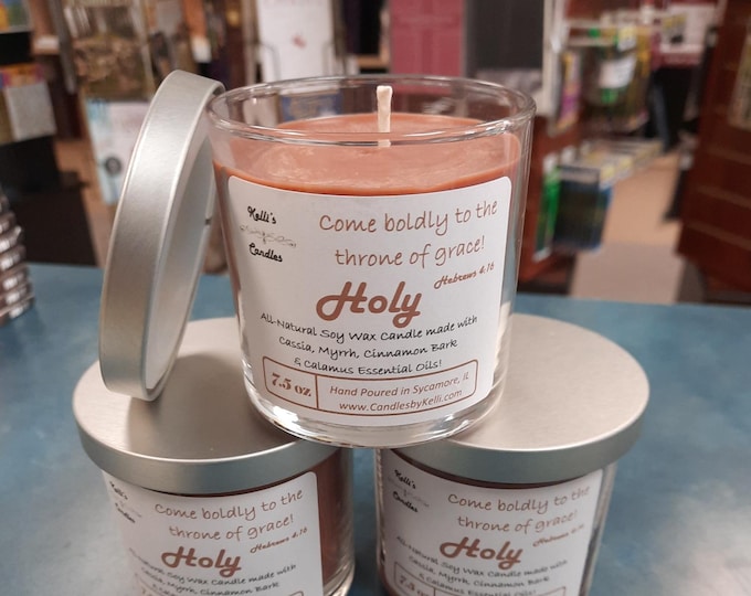 Holy Soy Candle with Cassia, Myrrh, Cinnamon Bark & Calamus Essential Oils 7.5 oz Jar
