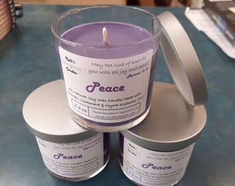 Peace Soy Candle with Spikenard, Lavender & Myrrh Essential Oils 7.5 oz Jar