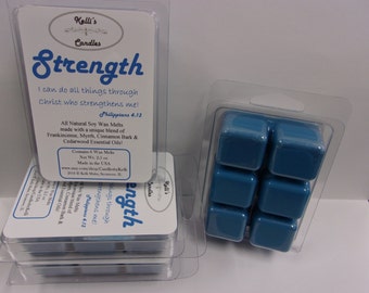Strength Wax Melt ~ All Natural Soy Wax ~ Frankincense, Myrrh, Cinnamon Bark & Cedarwood Essential Oils ~ 2.5 oz