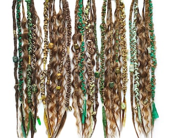 Boho Dreadlocks & Curls pair Clip-In Braids | 20 Inches | 5 brown shades at choice | Kanekalon and Sari Silk | Ready-to-Ship
