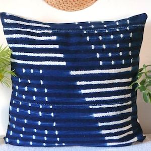 Vintage / African Mudcloth / Fabric / Denim / Indigo / Pillowcase / Pillow Cover / 18&quot; x 18&quot; / 20&quot; x 20&quot;