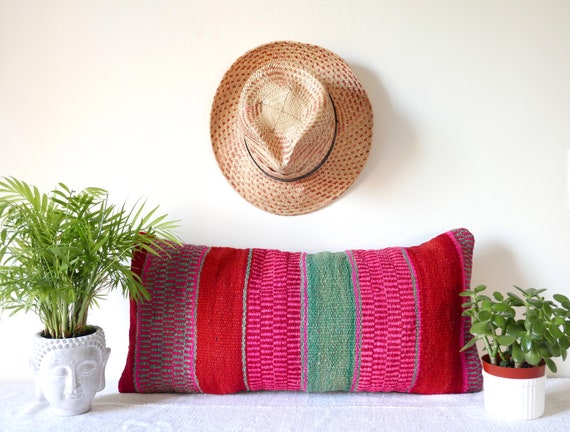 Boho Chic Vintage Handwoven Peruvian Frazada Outdoor Pillow Etsy