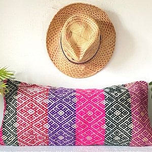 Boho Chic Vintage Handwoven Peruvian Frazada Outdoor Pillow Cover Sheep Wool Pillowcase 12&quot; x 26&quot;