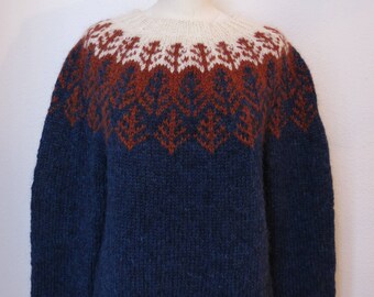 Handmade Icelandic wool sweater or „Lopapeysa“ as we call it, knitted in Iceland.