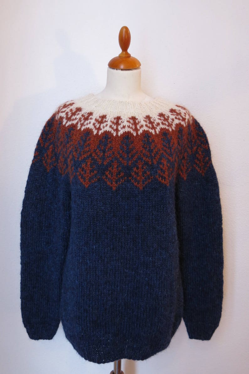 Handmade Icelandic wool sweater or Lopapeysa as we call it, knitted in Iceland. image 1