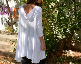 Tunics Plus Size, Plus Size Tops, White Tunic, Oversized Tunic, Womens Tunic Tops, Loose Tunic, Long Sleeve Tunic, White Top, Danellys 08.14