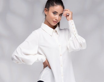 Victorian Blouse, Edwardian Blouse, Balloon Sleeve Blouse, Puffy Sleeve Blouse, Button Up Shirt, Collar Shirt, Long Sleeve Shirt