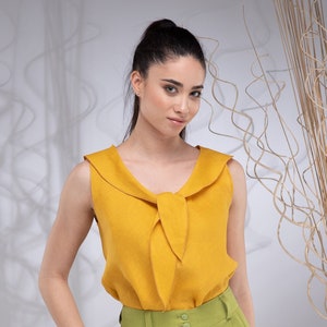 Linen Blouse Women, Linen Sleeveless Tops for Women, Linen Crop Top, Linen Tank Top, Linen Summer Blouse