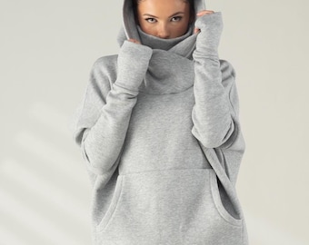 Hooded Sweatshirt for Women, Cowl Neck Hoodie Sweatshirt