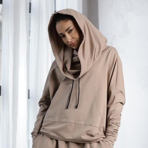Big Hood Hoodie, Cowl Hood Sweatshirt, Hooded Sweatshirt for Women, Cowl Neck Hoodie Sweatshirt,  Loose Loungewear Women