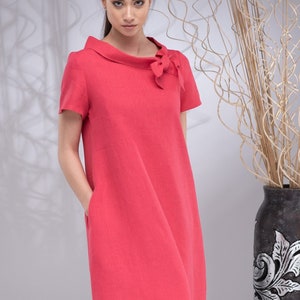 Short Linen Dress Women, Linen Tunic Dress, Knee-Length Linen Dress, Linen Shirt Dress, A-line Summer Linen Dress
